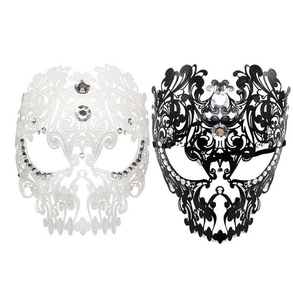 Partymasken Maske Venedig Cosplay Durchbrochenes Muster Schmiedeeisen Diamant Schwarz Weiß Maskerade Auge Königin FL Gesicht Halloween Drop Lieferung Otx7K