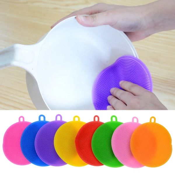 Escova de limpeza de tigela de prato de silicone multifuncional 8 cores esfregão pote pan escova de lavagem limpador de pratos de cozinha ferramenta de lavagem clássica