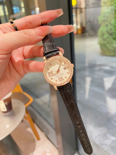 Donne orologi da 28 mm in pelle cinghia al quarzo movimenti automobilistico marca di moda marca da donna abito orologio orologio orologio all'ingrosso