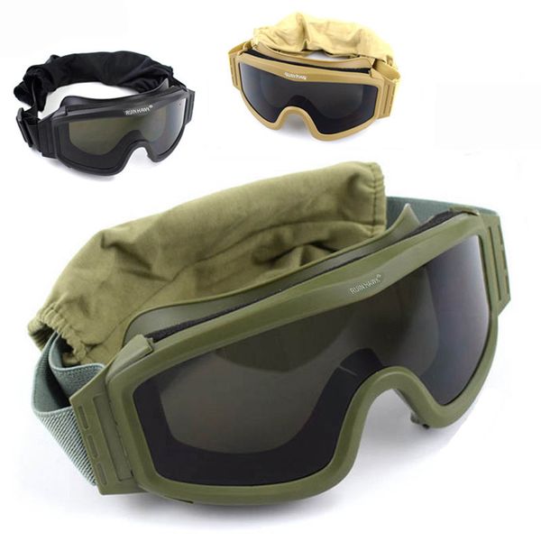 Lunettes de soleil tactiques Lunettes Tactical Tirging Military Tiron Lunettes de soleil Verre Vente de sable Verres Wargame 3 Lenses Remplaçables Lunettes de tir de l'armée 230905