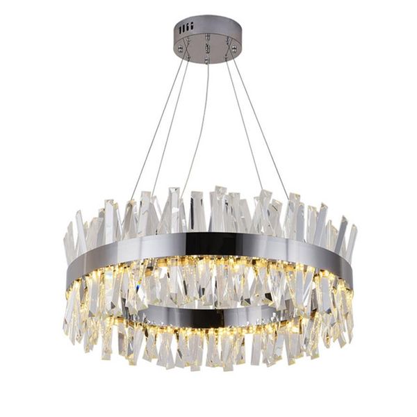 Luxo moderno lustre de cristal iluminação redonda lustres com cristais tubo ouro cromo para sala jantar sala256j