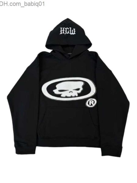 Erkek Hoodies Sweatshirts y2k Hoodie Harajuku Hip Hop Kafatası Baskı Süper Dalian Cap Sweatshirt Erkek 2023 Yeni Street Punk Rock Gotik Tops Sokak Giysileri T230905