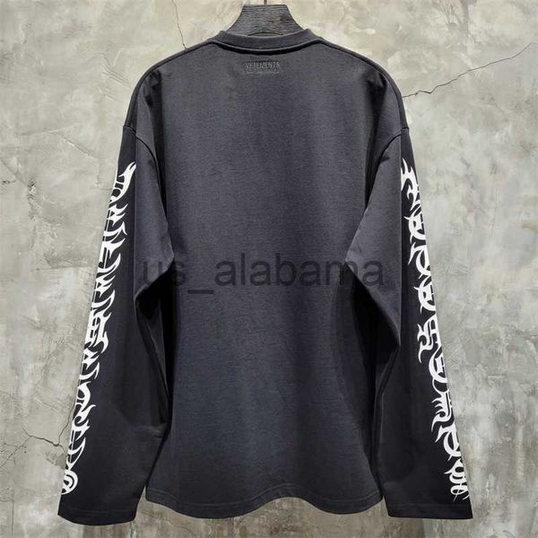 Erkek Hoodies Sweatshirts Sezon Uzun Kollu Erkekler Kadın Siyah T-Shirt Gotik Baskı Tişört Geri Nakış VTM Üstler X0905