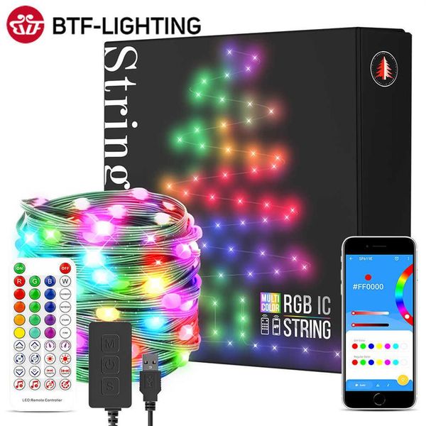 Luci natalizie Illuminazione a stringa WS2812B RGBIC Indirizzabile individualmente Colore da sogno Decorazione natalizia Modulo LED Alimentazione USB 5V 2305u