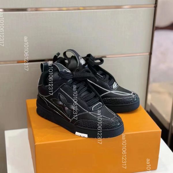 2024 Famoso Design Homens Sneaker Sapatos Malha Camurça Treinadores De Couro Azul Preto Branco Luz Sole Casual Andando Alto Top Esportes Ao Ar Livre EU35-45 Caixa