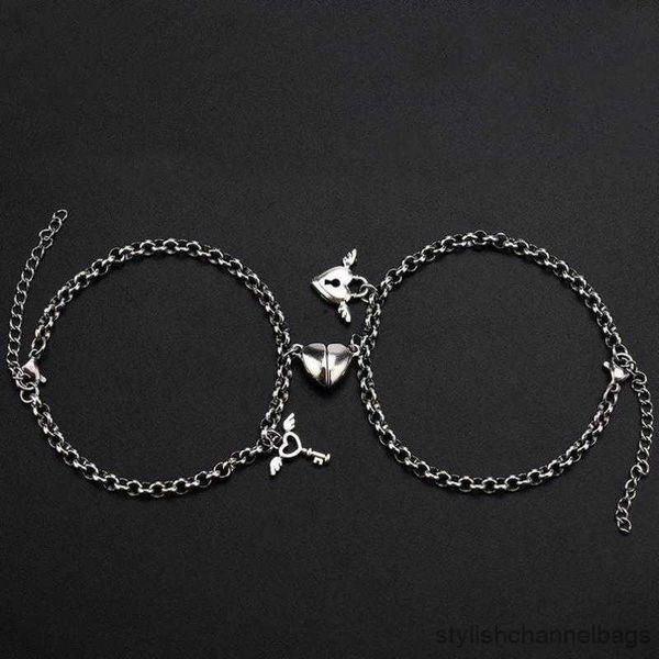 Braccialetti con ciondoli Bracciale coppia romantica per donna Uomo Magnete cuore Chiave Bracciale doppia catena Trendy Lover Gioielli Regali R230905