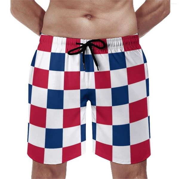 Shorts masculinos ginásio americano EUA bandeira casual praia troncos vermelho branco azul checkerboard masculino secagem rápida roupas esportivas plus size