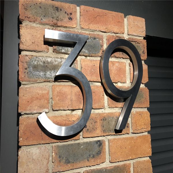 Tomada de fábrica ao ar livre 304 # sinal de número de casa de aço inoxidável para 15cm(= 6 polegadas) de altura, placa de porta de metal, números de casa