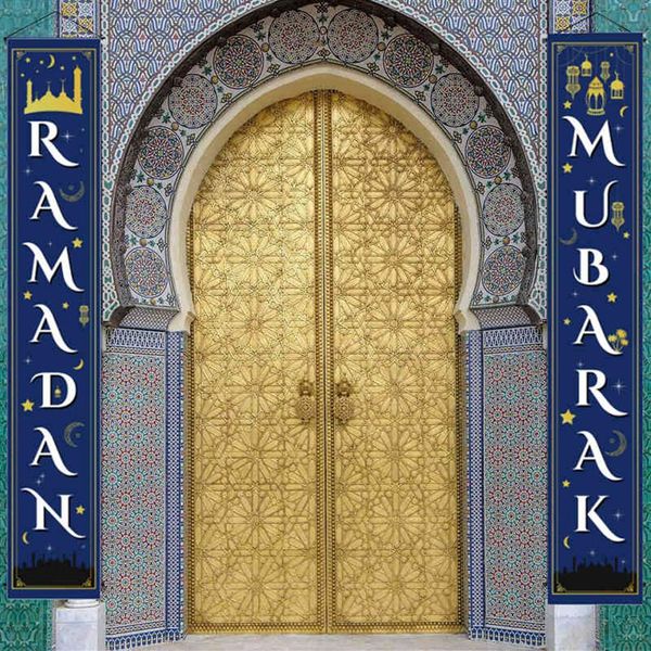 Eid Mubarak Porta Portico Banner Appeso Ghirlanda Bandiera Musulmano Islamico EID Ramadan Kareem Festivo Home Decor2408