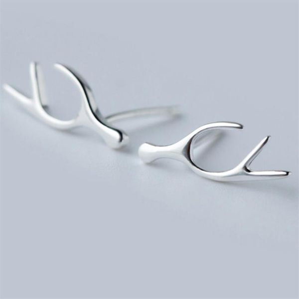 Mode Frauen Geweih Ohr Studs 925 Sterling Silber Nette Deer Horn Stud Ohrringe Mädchen Geburtstag Geschenke Damen Schmuck ES8257d