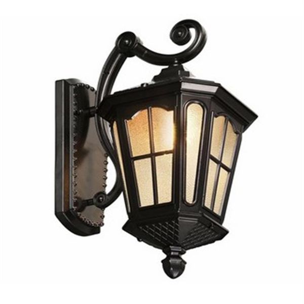 Lampada da parete per esterno impermeabile in ferro rustico antico Lanterna in cherosene vintage Luce arrugginita nera opaca Corridoio Corridoio Lampada da parete239l