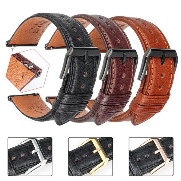 19 20 mm 21 22 mm 23 24 Leder-Uhrenarmband-Bänder Schnellverschluss Schwarz Braun Smart-Armband-Armband Männer Frauen302a