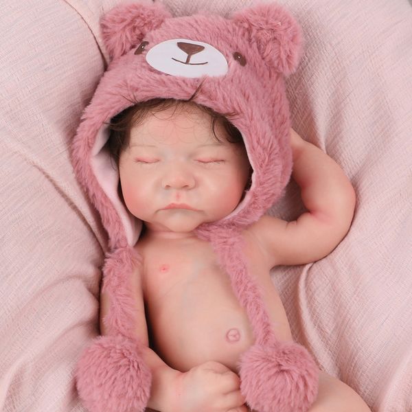 Bonecas completas de silicone corpo mão cabelo enraizado perto olho reborn bebê boneca sem roupas 230904