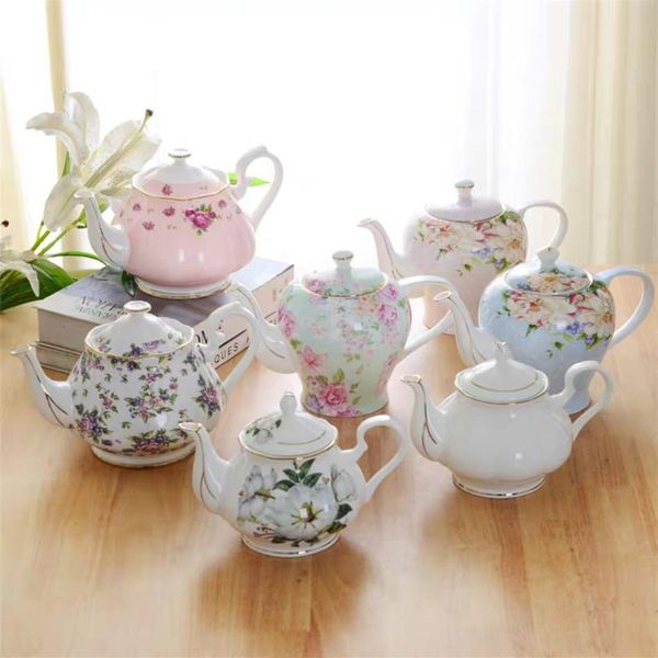 Conjunto de bule de chá de cerâmica óssea china adorável bule de porcelana de grande capacidade para presente de casamento242j