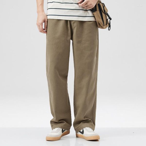 Calças masculinas Primavera e verão Lápis finos casuais calças japonesas de perna larga larga