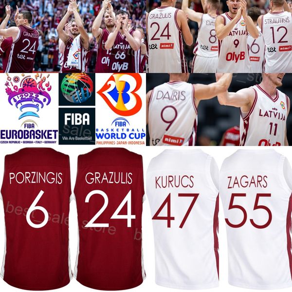 Basılı Basketbol Letonya Dünya Kupası 12 Arturs Strautins Formaları 6 Kristaps Porzingis 11 Rolands Smits Aigars Steel Arturs Kurucs Dairis Bertans Andrejs Grazulis