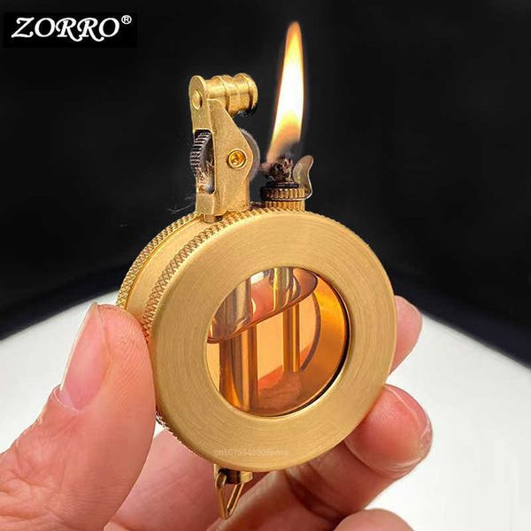 2023 ZORRO Neue Transparente Schicht Lager Retro Kerosin Feuerzeug Geschenk Sammlung Kleine und Praktische Original Kupfer Feuerzeuge J4MR