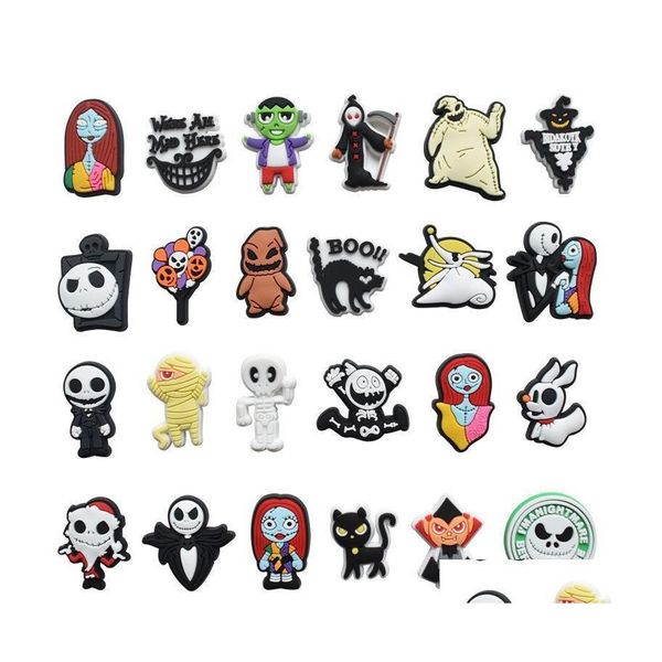 Schuhteile Zubehör Schuhteile Zubehör Charms Halloween Horror Kürbis Sally Jack The Nightmare Before Christmas Cartoon Jibi Dhrpx