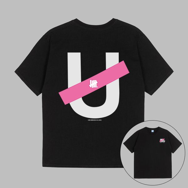 Pink Slash Letter U Print Designer Мужские футболки UNDEFEATED UNDFTD Japan Графическая футболка Мужчины Женщины Футболка унисекс 100% Хлопок Повседневная футболка большого размера S-2XL