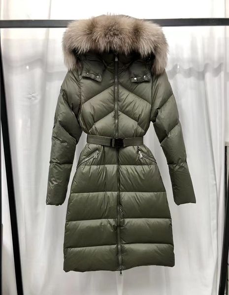 Nova jaqueta longa de inverno feminina casual ao ar livre pena grossa com capuz jaqueta outono inverno casaco soprador europeu tamanho 1-5 preto branco verde 9 estilos