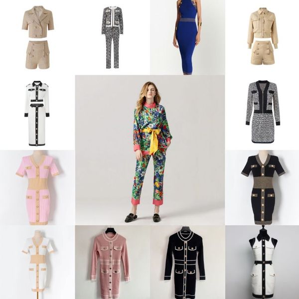 Tasarımcı Kadınlar İki Parça Şort Pantolon Etek Luruxy Slim 2 PCS Set Örgü Günlük Mahsul Üst ve Kısa Skrit Partisi Giysileri Zarif Uzun Kollu Çiçek Yüksek Kaliteli Moda
