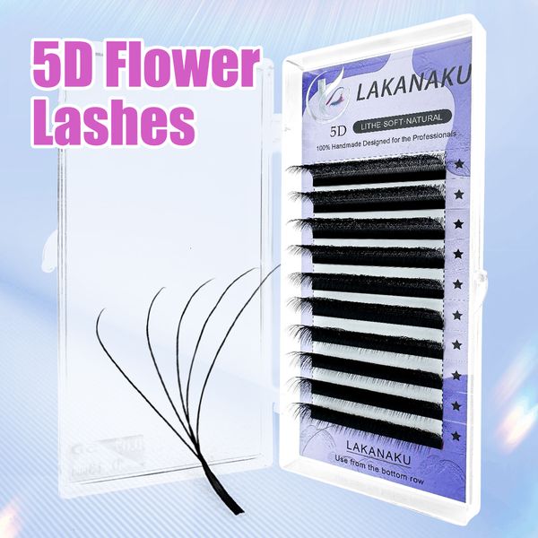 Falsche Wimpern LAKANAKU Cilios 5D Wförmige Wimpernverlängerung Automatische Blüte W Lashes CD Curl Hochwertige Einzelfälschung 230904