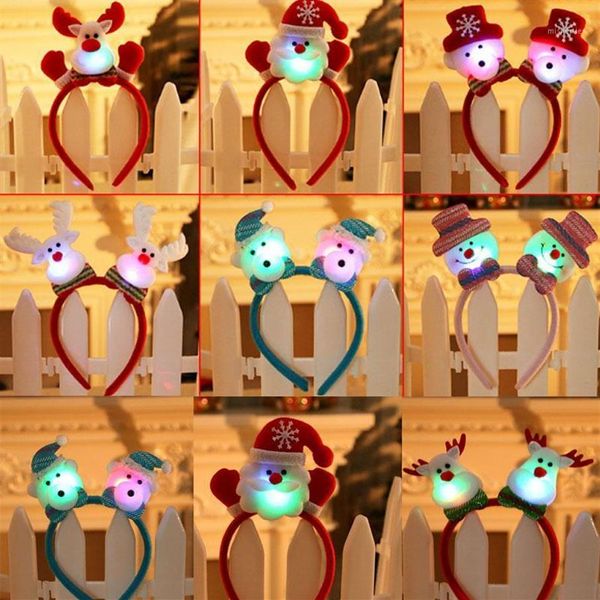 Decorações de Natal Headband Boneco de neve LED piscando Light Up Kids Brinquedos Decoração de festa Brilhante Halloween Navidad1285v