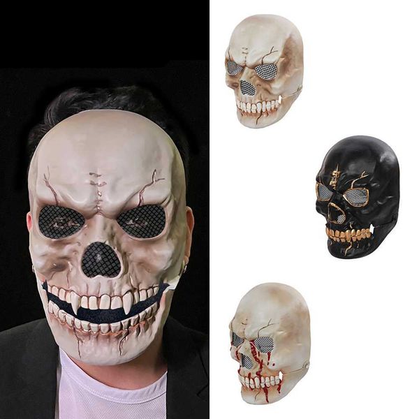 Máscaras de festa Máscara de crânio Máscara de cabeça humana realista com mandíbulas móveis adequadas para Halloween Cosplay Masquerade Carnaval Party DIY Decoração T230905