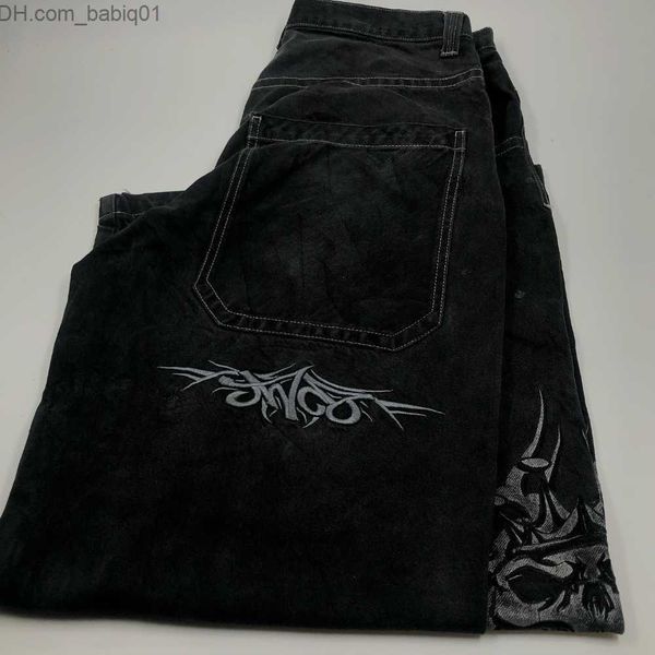 Jeans masculinos y2k jeans mulheres streetwear hip hop crânio gráfico bordado gótico vintage baggy jeans 2023 nova moda harajuku calças góticas t230905