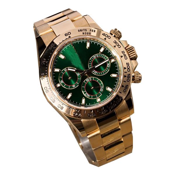 Altın Çember Yeşil Diyal İzle Adam Yüksek Kaliteli Saatler Lüks Sapphire Safir 40mm Otomatik Mekanik Hareket Saati Erkekler İçin Tasarımcı Bilek saatleri Kutu