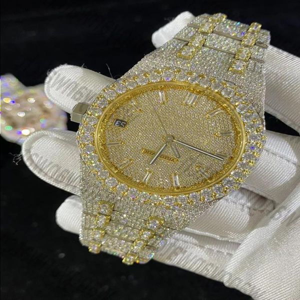 Дизайнерские часы с бриллиантами Высококачественные сапфировые водонепроницаемые часы, прошедшие тест 904, автоматический механизм, 40 мм, инкрустация мосанитом из нержавеющей стали