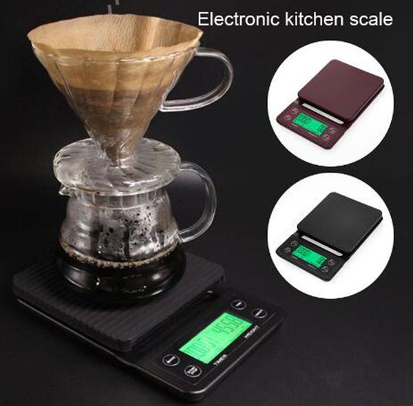 3000g/0,1g Kaffee Timer LCD Tragbare Mini Elektronische Digital Waage Post Küche Bohnen Backen Brot Gewicht 3KG 5KG 0,1g DHL