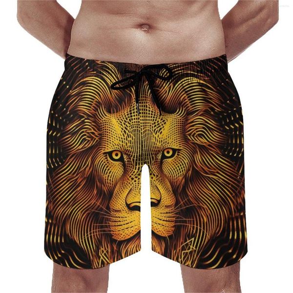 Herren Shorts Lion Gym Summer Lines Portraits Classic Board Short Pants Running Surf Fast Dry Bedruckte Strandhose