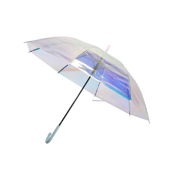 Модный прозрачный лазерный зонт с радужной оболочкой Ms Apollo, водонепроницаемый УФ-зонт супер размера, свежий зонт с длинной ручкой и дождем 201112251a