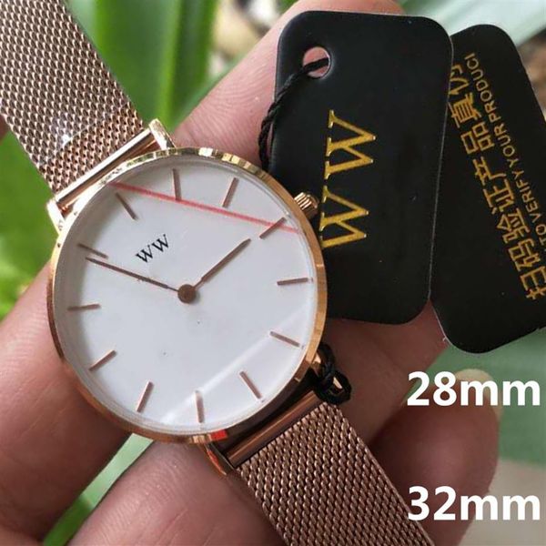Senhoras designer relógio de pulso puro aço inoxidável WW3A dw 36mm 32mm 28mm superior rosa ouro moda movimento de quartzo relógio Montre de273L