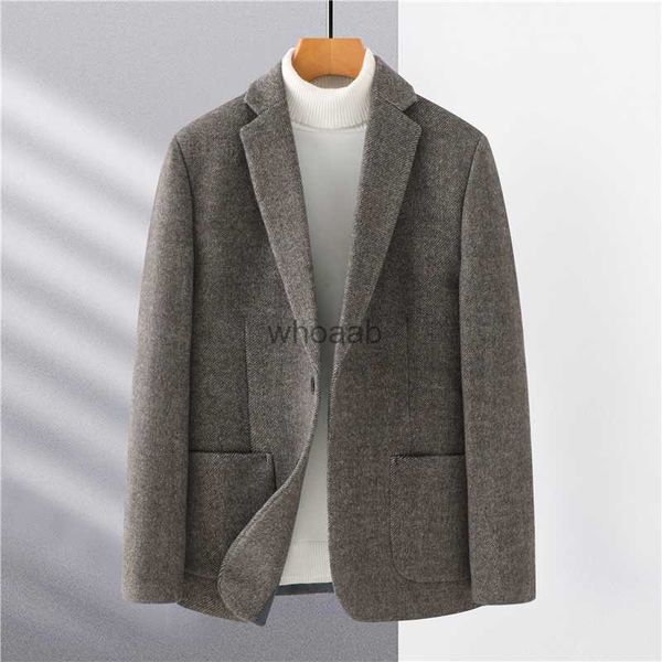 Misto lana da donna Designer di alta qualità da uomo per giacca blazer cappotto 2021 Autunno Inverno Uomo Business Casual lana solida doppiopetto abiti Blazer HKD230904