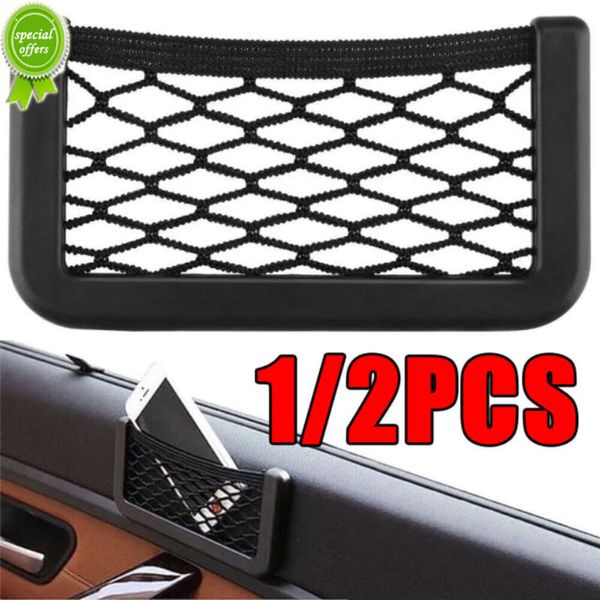 Novo 1/2 pçs saco de armazenamento organizador do carro pasta automática net bolso suporte do telefone acessórios do carro universal saco de malha elástica