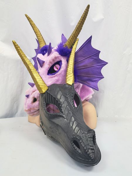 Máscaras de festa DIY animal movendo boca máscara em branco molde artesanal molde de dragão conjunto pacote faça seu próprio Halloween 230904