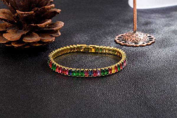 Colorful Diamond CZ Zircon Elegant Charm Bracelet Jewelry for Women Girls Fashion OL Designer S Sier Link Chain_voghion.com