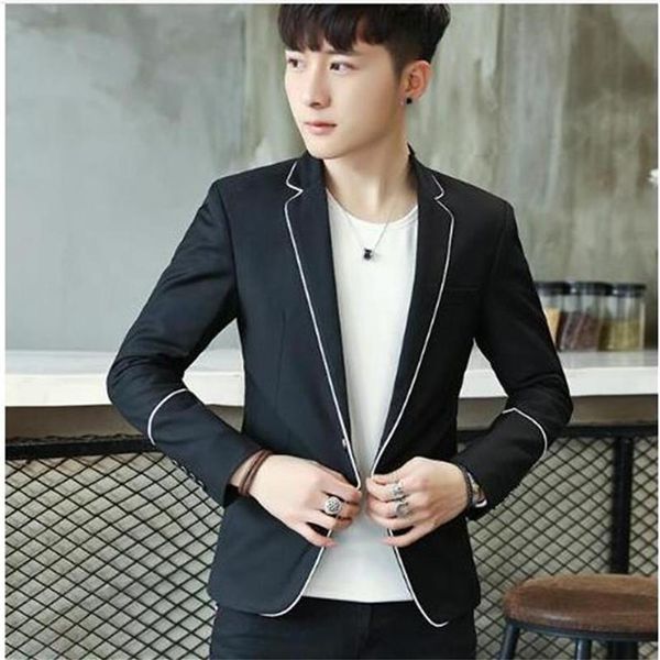 Herrenanzüge Blazer 2021 Herrenbekleidung Lässige Anzugjacke Drop Slim Fit M-3XL Weißer Rand vorne ganz schwarz grau männlich299T