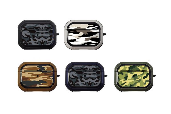 Étuis d'écouteurs antichoc camouflage pour Airpods Pro2 3gen 3 Airpod Pro 2 oreille en plastique dur PC étui en TPU souple Air Pods 1 2gen armée militaire Camo Shell protecteur peau couverture