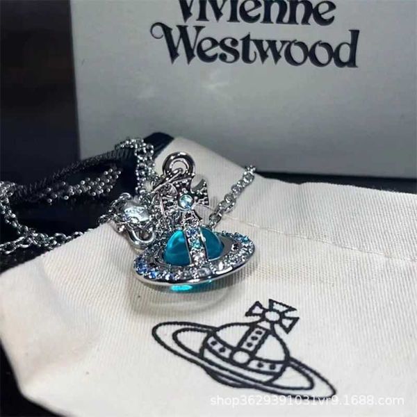 Collana di design vivi Top di lusso Notte d'estate Sera Vento Versione dell'Universo blu dell'Imperatrice Dowager Saturno Collana piena di diamanti Accessori Gioielli San Valentino