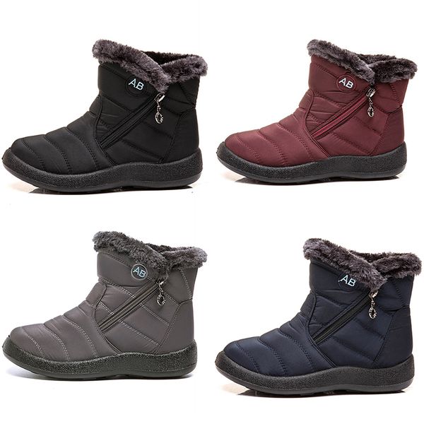 warme Damen-Schneestiefel mit seitlichem Reißverschluss, leichte Baumwoll-Damenschuhe, schwarz, rot, blau, grau, Winter-Outdoor-Sport-Sneaker