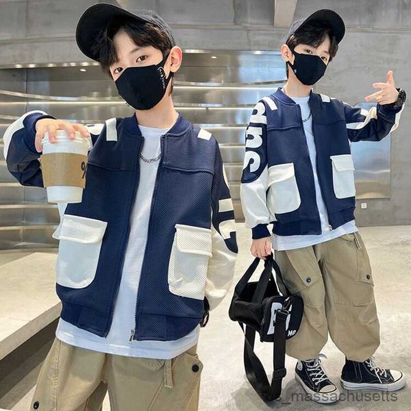 Daunenmantel 2023 Baby Jungen Herbst Windjacke Frühlingsjacke Neue Mode im großen Kind Herbst Kapuzenmäntel 4 bis 14 Jahre alte Kinderkleidung R230905