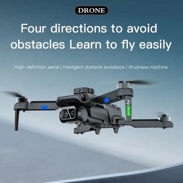 Drone H9 professionale HD doppia fotocamera 360° evitamento ostacoli 5G WIFI quadricottero pieghevole senza spazzole RC Drone giocattoli per bambini-blu
