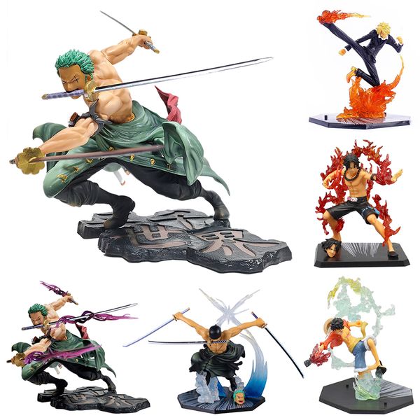 Fingerspielzeug 18CM One Piece Ruffy Figur Roronoa Zoro Drei-Klinge Sa-Maximum Manga Anime Statue PVC Action Collection Modell Spielzeug für Kinder