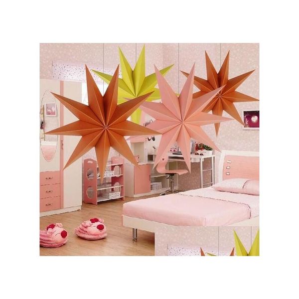 Decoração de festa 30cm 45 cm 60 nove ângulos papel estrela casa tecido lanterna pendurado estrelas para o natal kd1 gota entrega jardim festivo otl3d