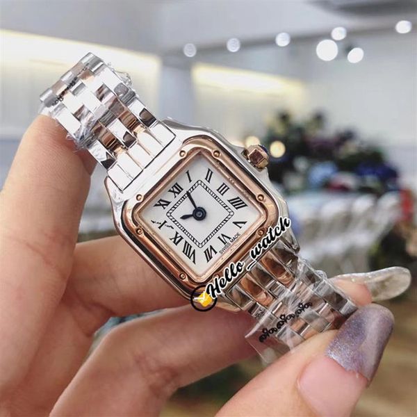 22mm panthere wjpn0008 moda senhora relógios de quartzo suíço relógio feminino mostrador branco rosa ouro dois tons pulseira aço safira pulso w2817