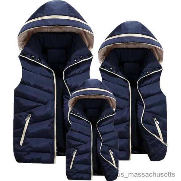 Daunenmantel Mode Familie Passende Kleidung Winter Mama Tochter Sohn Warme Weste Männer Daunenjacke Herbst Baby Mädchen Jungen Mit Kapuze Mantel R230905