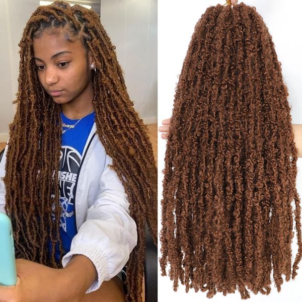 Bulks de cabelo humano 36 polegadas borboleta de peso leve locs crochê cabelo 18 24 polegadas longo angustiado borboleta faux locks crochê cabelo dreadlocks cabelo 230904